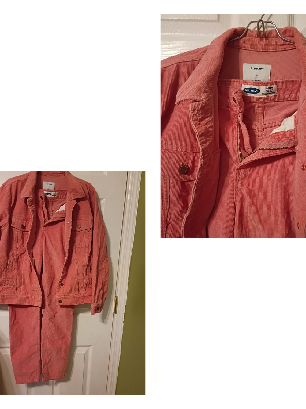 Old Navy Coral Pink Corduroy Jacket And Pant Set